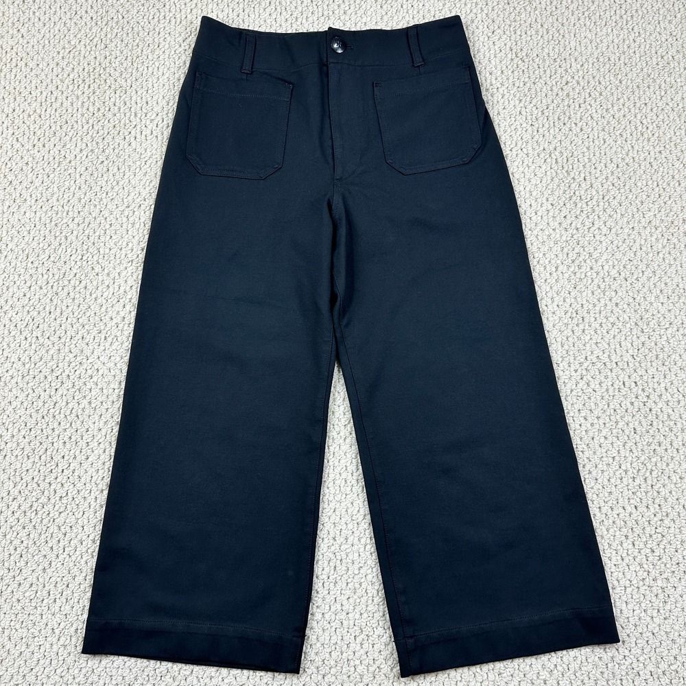 Maeve Colette Pants Womens 31 Black Ponte Stretch Crop Wide Leg Anthropologie